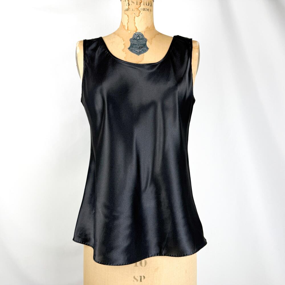 Vintage Black Satin Cami - Medium